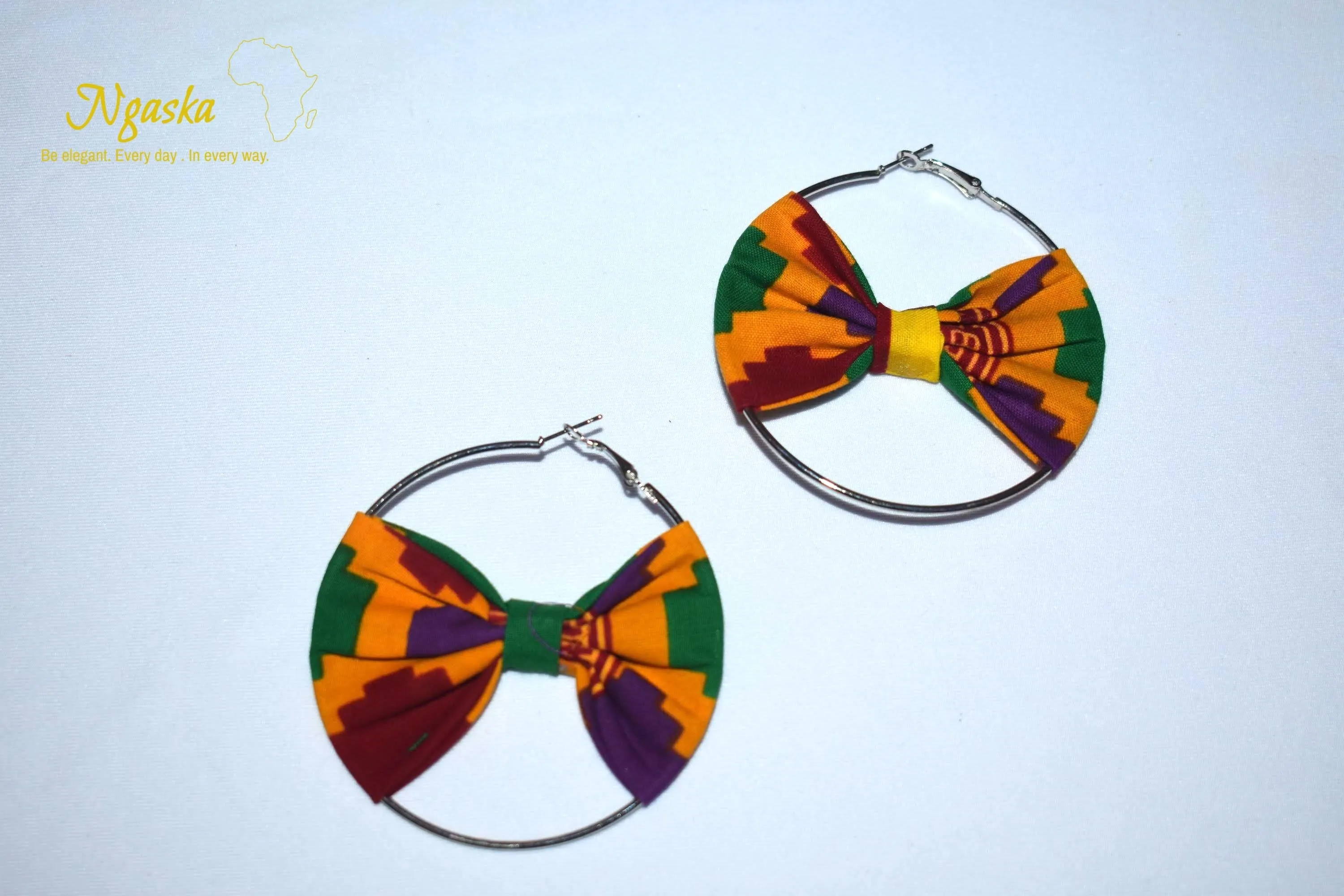 African Print Creole Hoop Earrings, Liberation colors - ER4