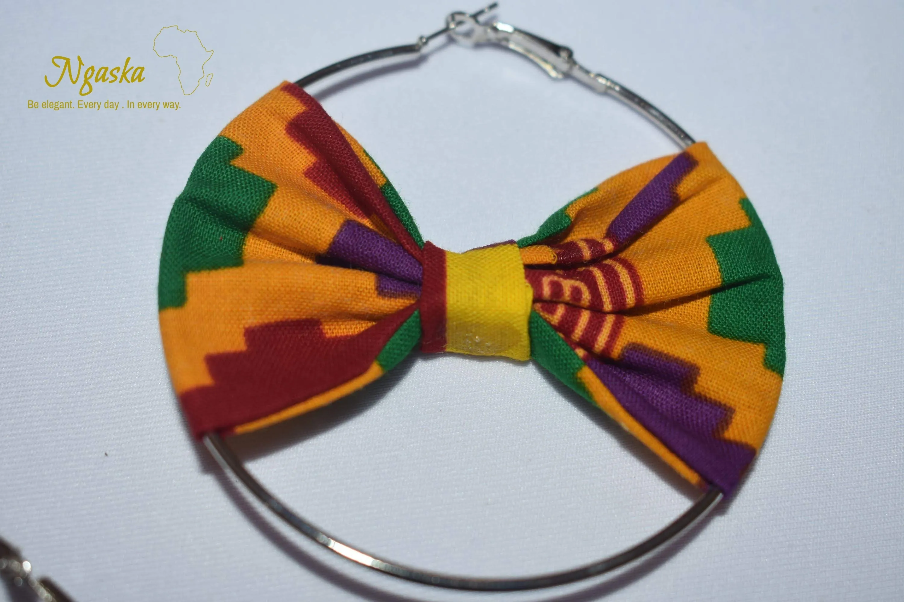 African Print Creole Hoop Earrings, Liberation colors - ER4