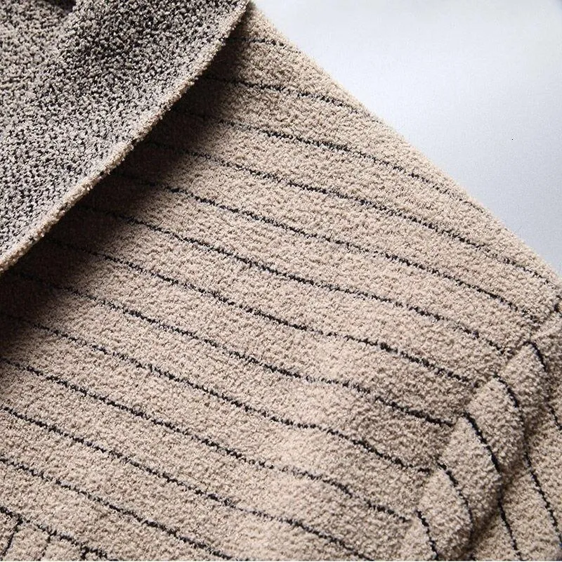 Autumn Casual Fashion Men's Striped O-Neck Knitted Long Cardigan Jacket