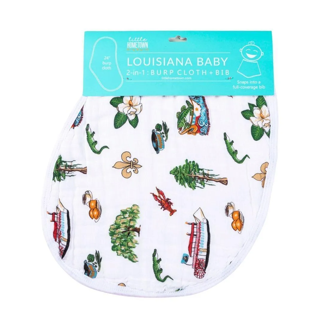 Baby Burp Cloth & Bib Combo: Louisiana Baby