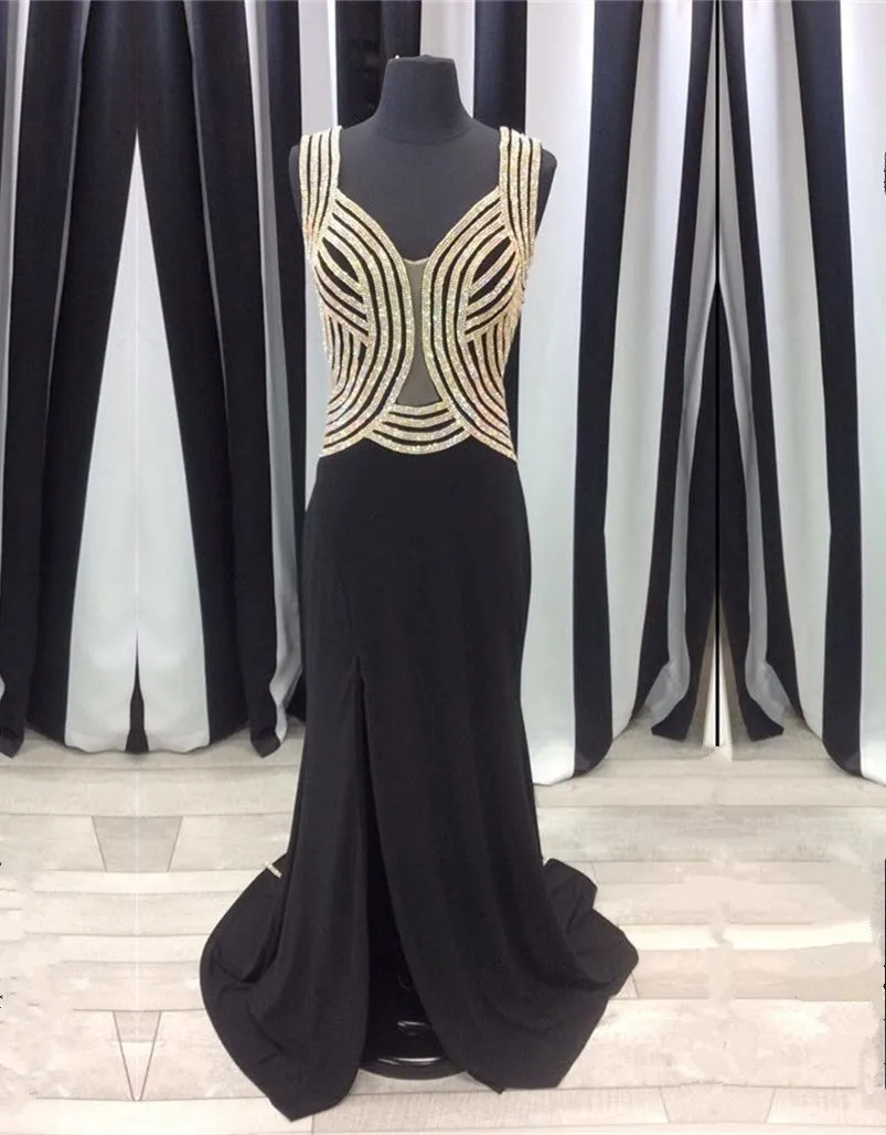 Black Chiffon Cap Sleeves Evening Dresses Mermaid Prom Gowns With