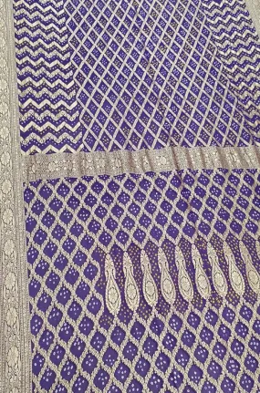 Blue Banarasi Bandhani Pure Georgette Saree