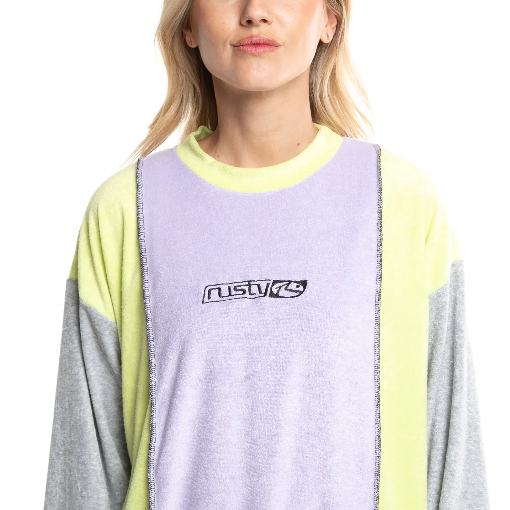 Buzo Rusty Color Block Relaxed Crew Ld Lilac