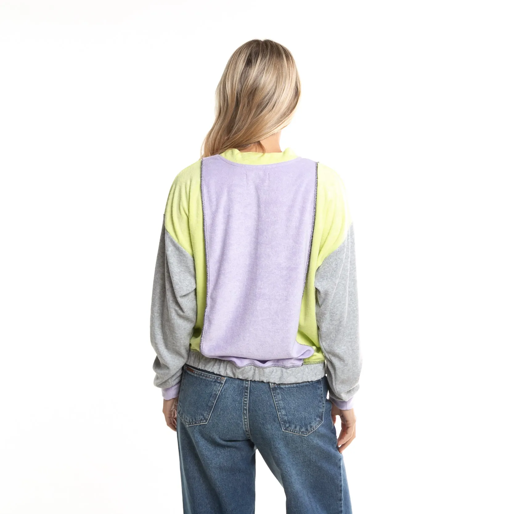 Buzo Rusty Color Block Relaxed Crew Ld Lilac