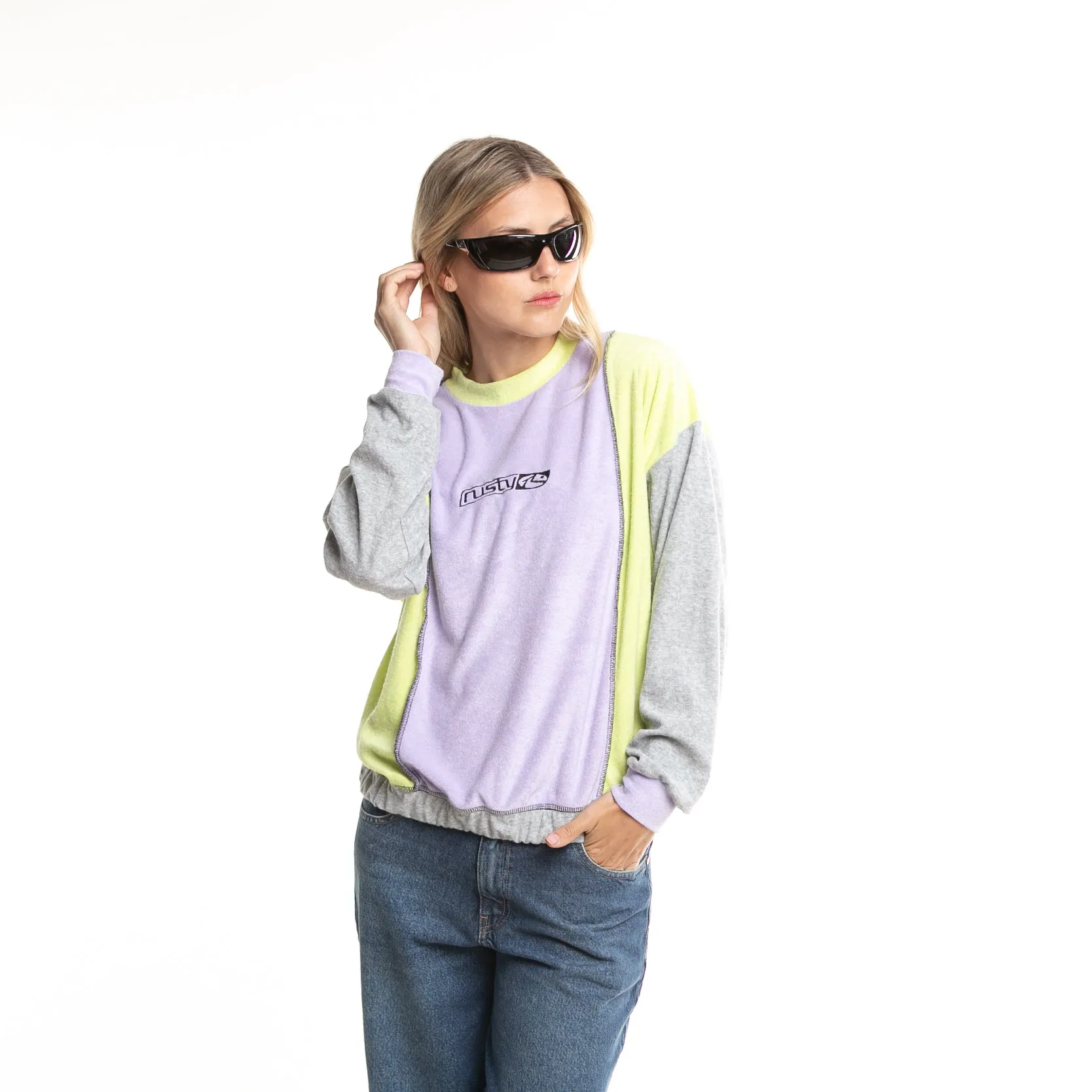 Buzo Rusty Color Block Relaxed Crew Ld Lilac