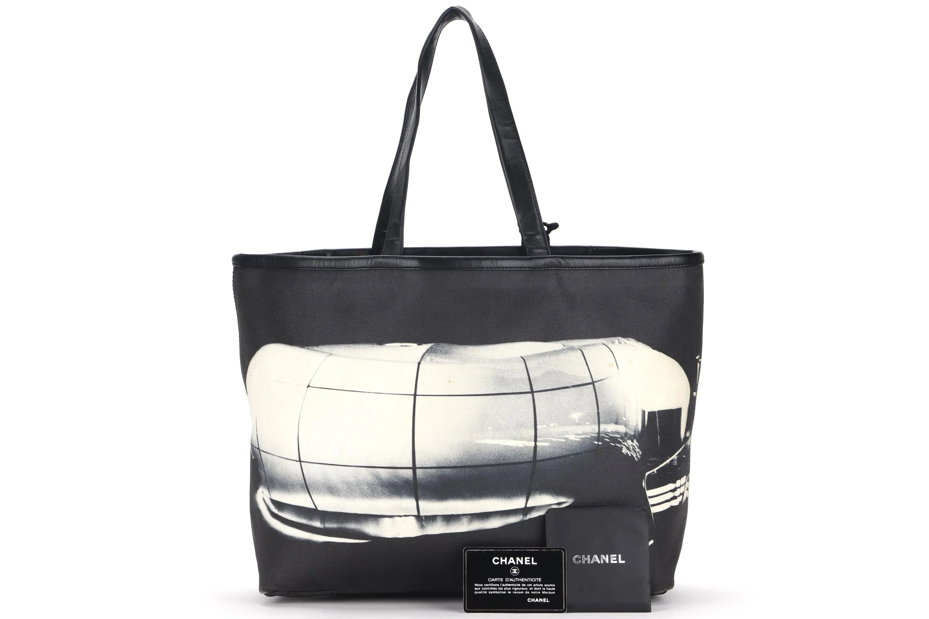 CHANEL KARL LAGERFELD LE MOBILE ART BLACK COATED CANVAS TOTE (1257xxxx), WITH CARD, NO DUST COVER