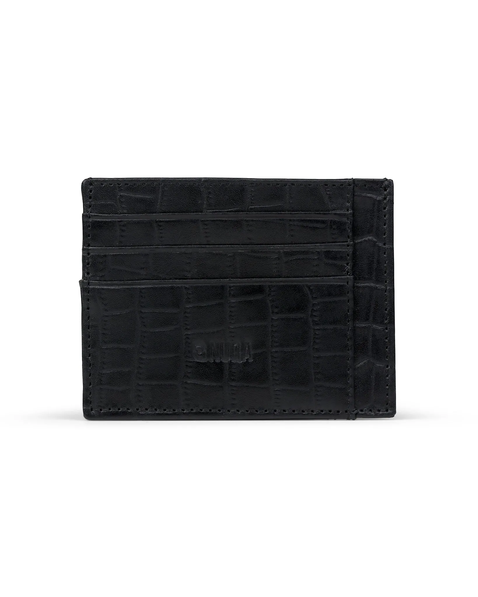 Compact Leather Cardholder - Negro Cocodrilo