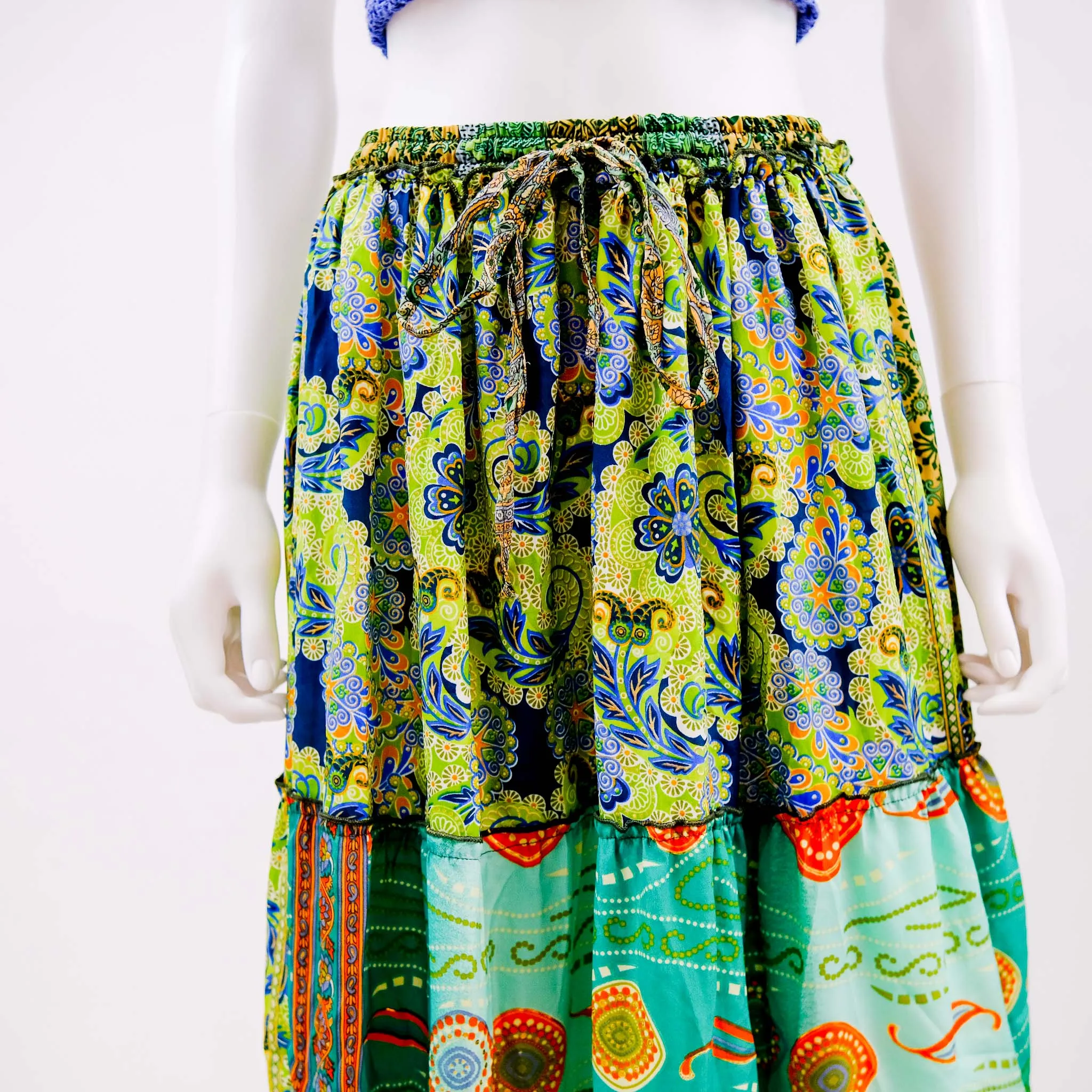 Flowy  Patchwork Recycled Sari Skirt