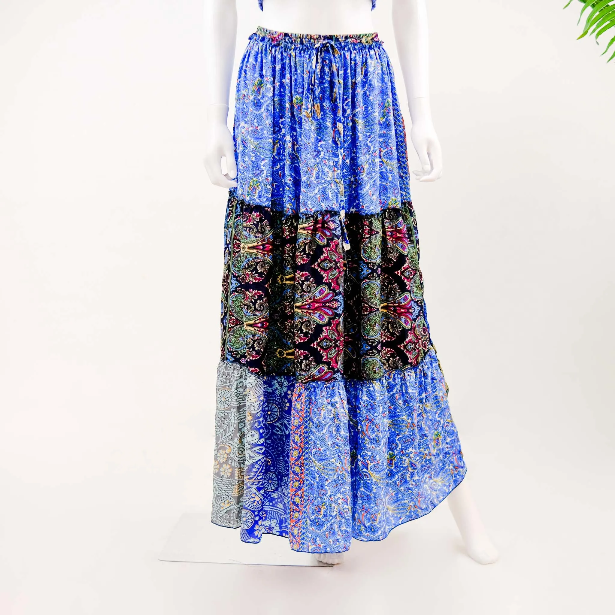 Flowy  Patchwork Recycled Sari Skirt