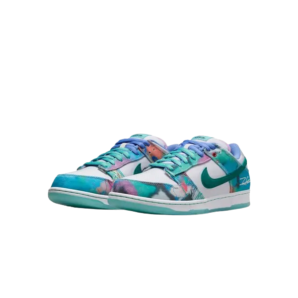 Futura Laboratories x Nike SB Dunk Low White and Geode Teal