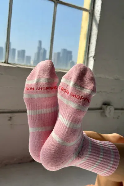 Le Bon Shoppe - Boyfriend Socks | Pink White Stripe