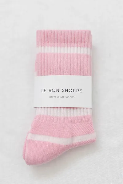 Le Bon Shoppe - Boyfriend Socks | Pink White Stripe