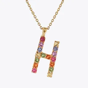 Letter Necklace H / Rainbow Combo