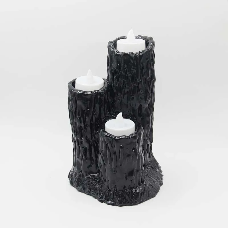 Melting Black Lava Candle Holder with 3 Candle spots