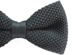 Mens Black Cross-Hatched Knitted Bow Tie