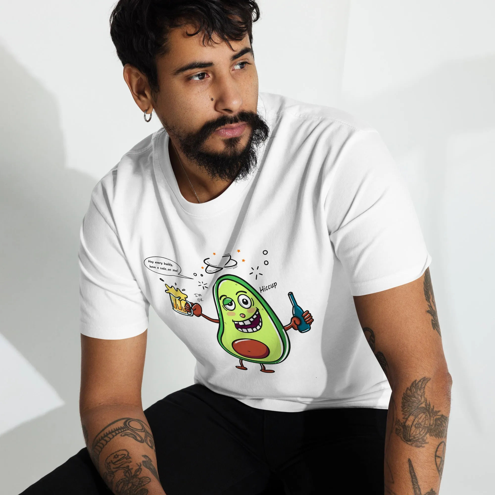 Men’s Drunken Avocado Cartoon Graphic Tee