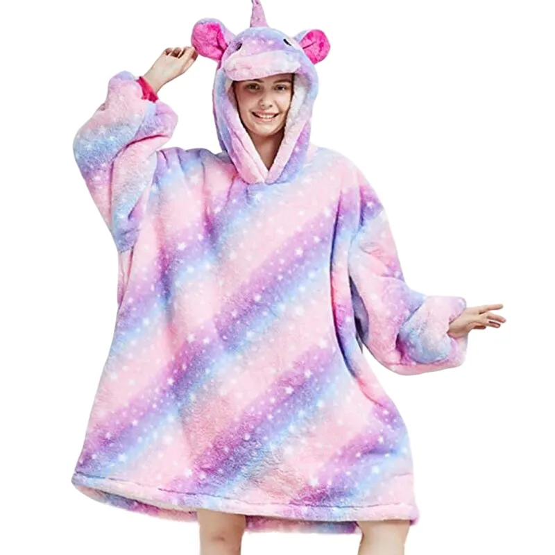 My Snuggy -  Adult Galaxy Stripes Unicorn Hoodie Blanket