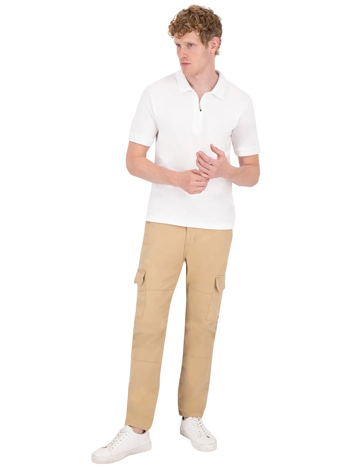 Pantalón Premium Estilo Chino Cargo de Gabardina - Caqui