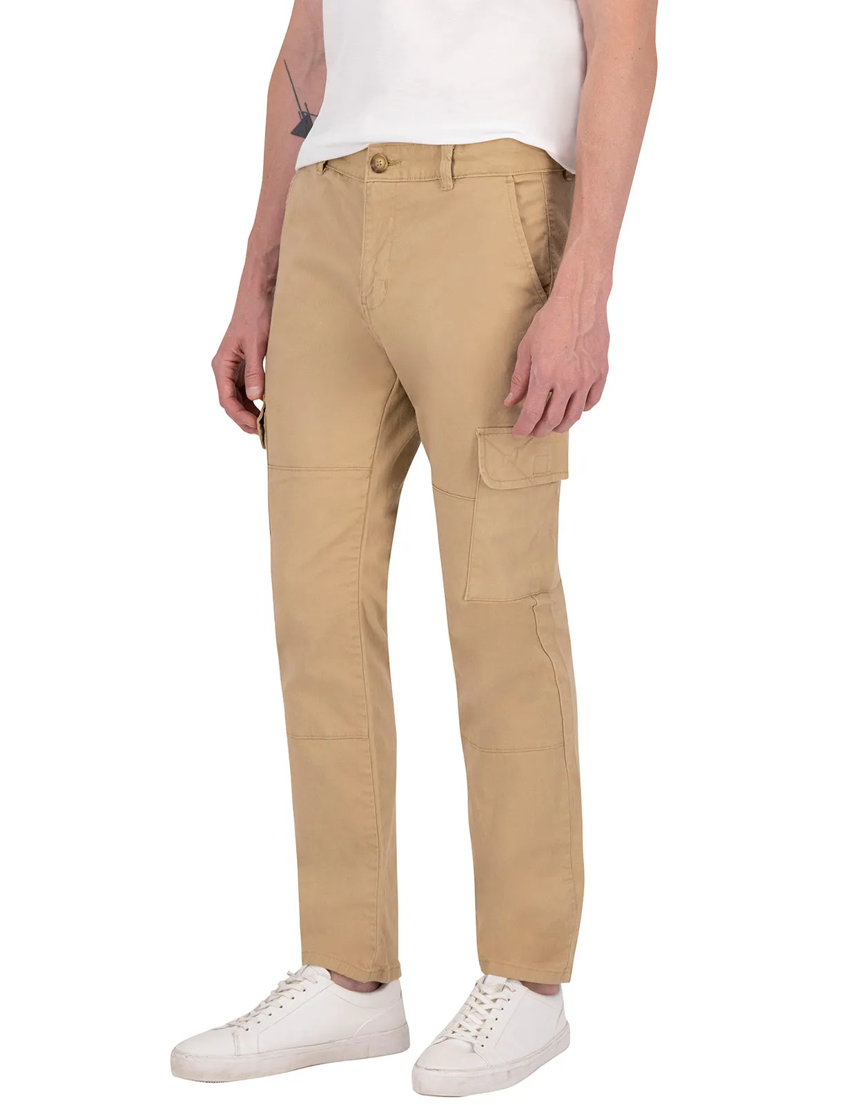 Pantalón Premium Estilo Chino Cargo de Gabardina - Caqui