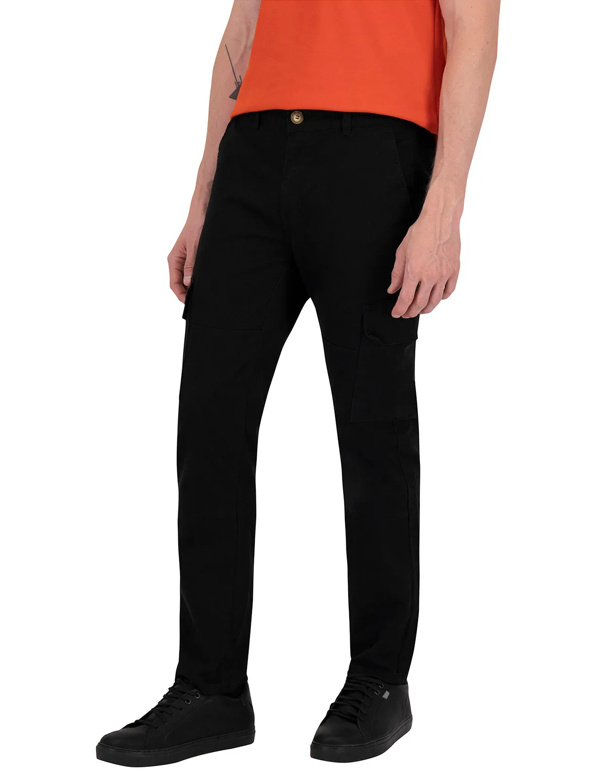 Pantalón Premium Estilo Chino Cargo de Gabardina - Negro