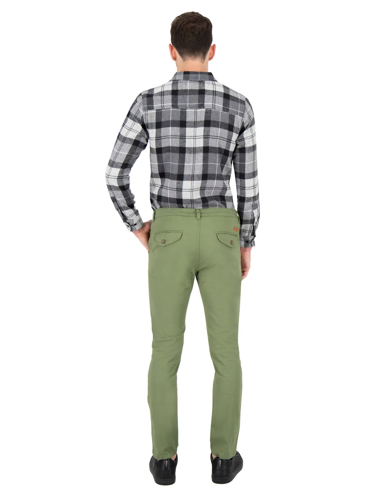 Pantalón Premium Estilo Chino Cartera de Gabardina - Verde Musgo