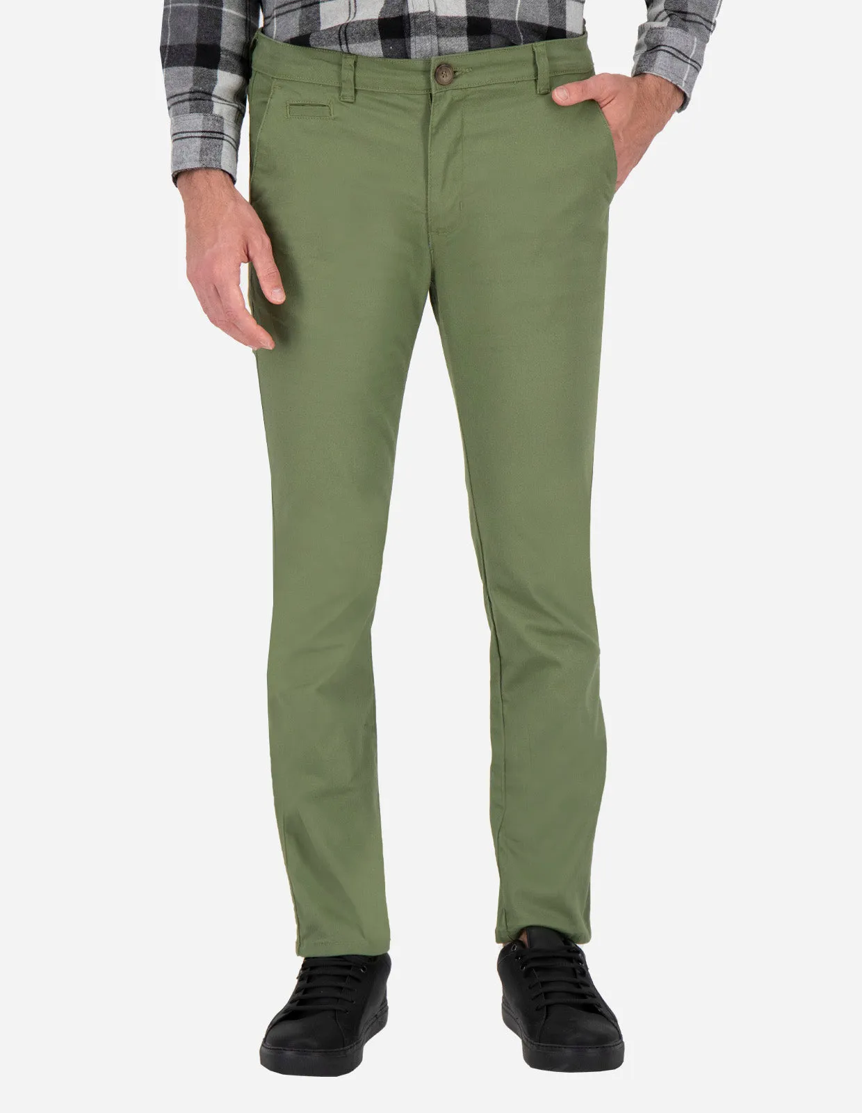 Pantalón Premium Estilo Chino Cartera de Gabardina - Verde Musgo