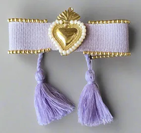 Purple Sacred heart Fabric bracelet