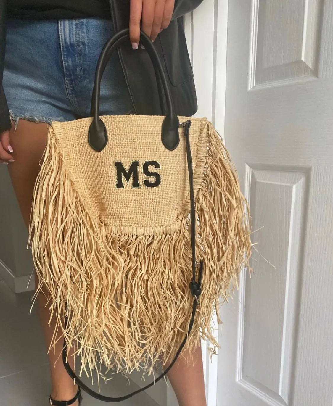 Raffia Fringe Tote Bag