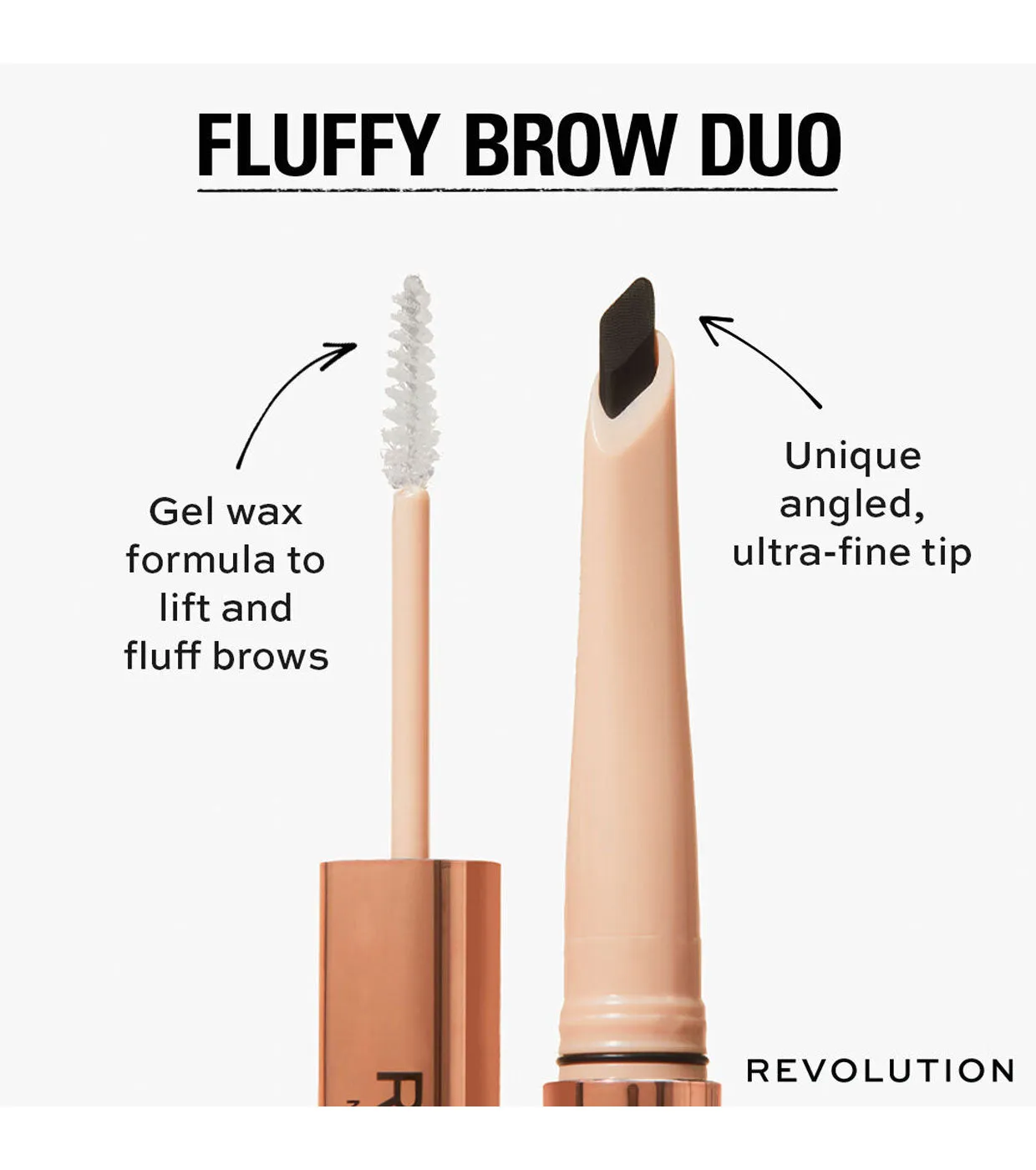 Revolution - Lápiz de cejas Fluffy Brow Filter Duo - Dark Brown