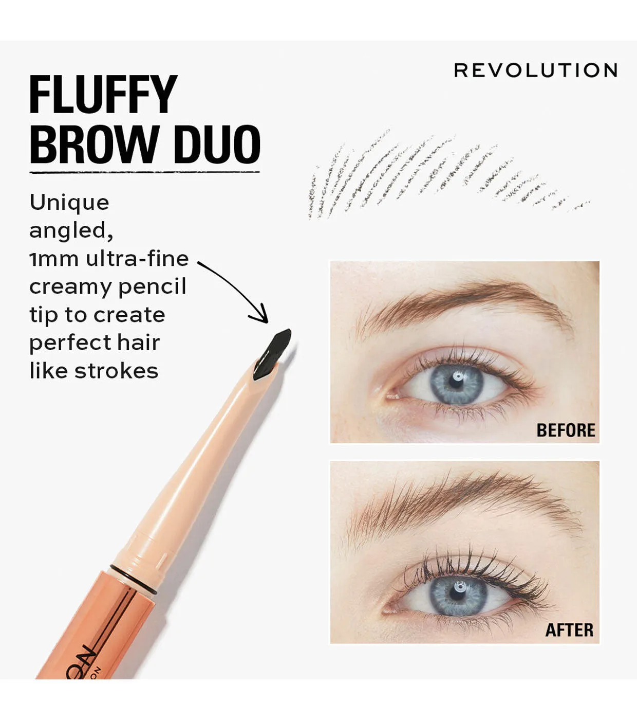 Revolution - Lápiz de cejas Fluffy Brow Filter Duo - Dark Brown