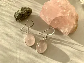 Rose Quartz Akoni Earrings - Oval