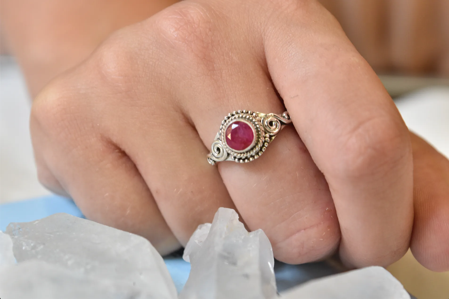 Semi-precious Ruby Cassila Ring (US 8.5)