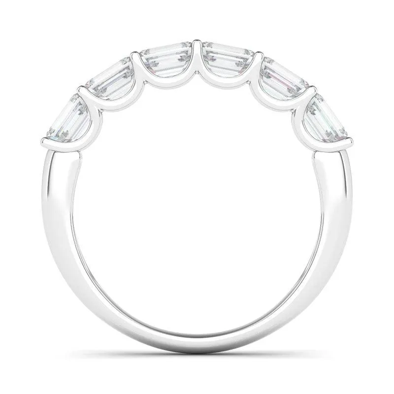 Sideways Emerald Cut Half Eternity Band