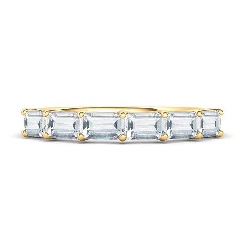 Sideways Emerald Cut Half Eternity Band