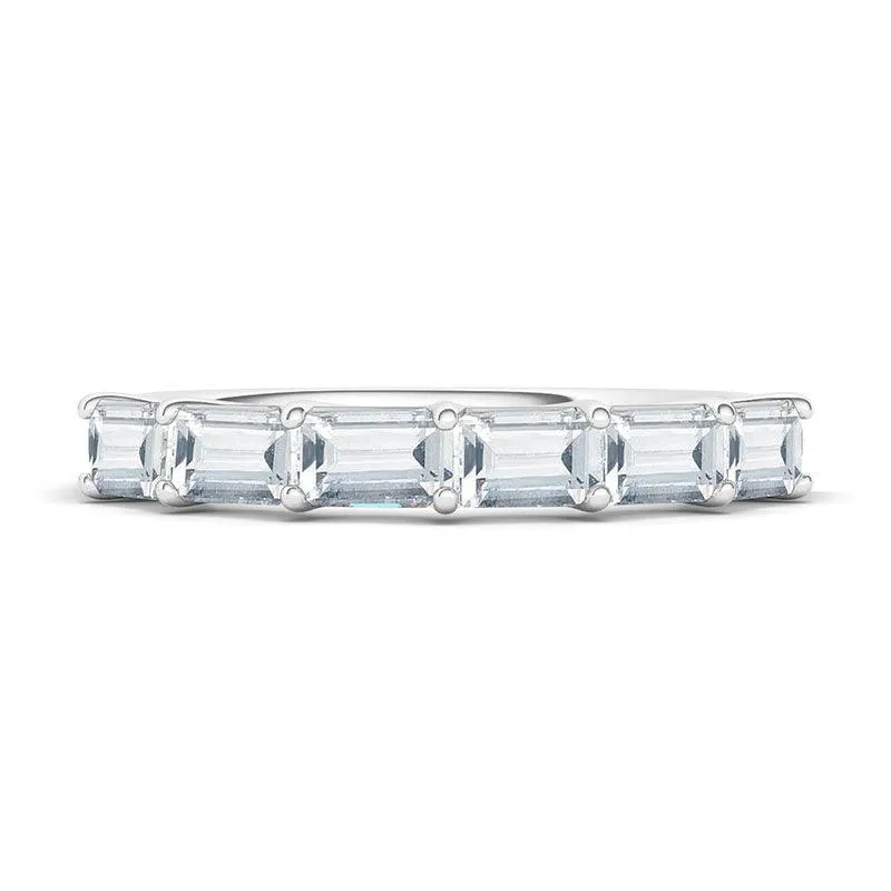 Sideways Emerald Cut Half Eternity Band