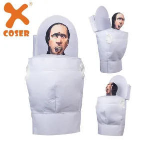 Xcoser Skibidi Toiletman Kids/Adults Funny Toilet Man Cosplay Costume